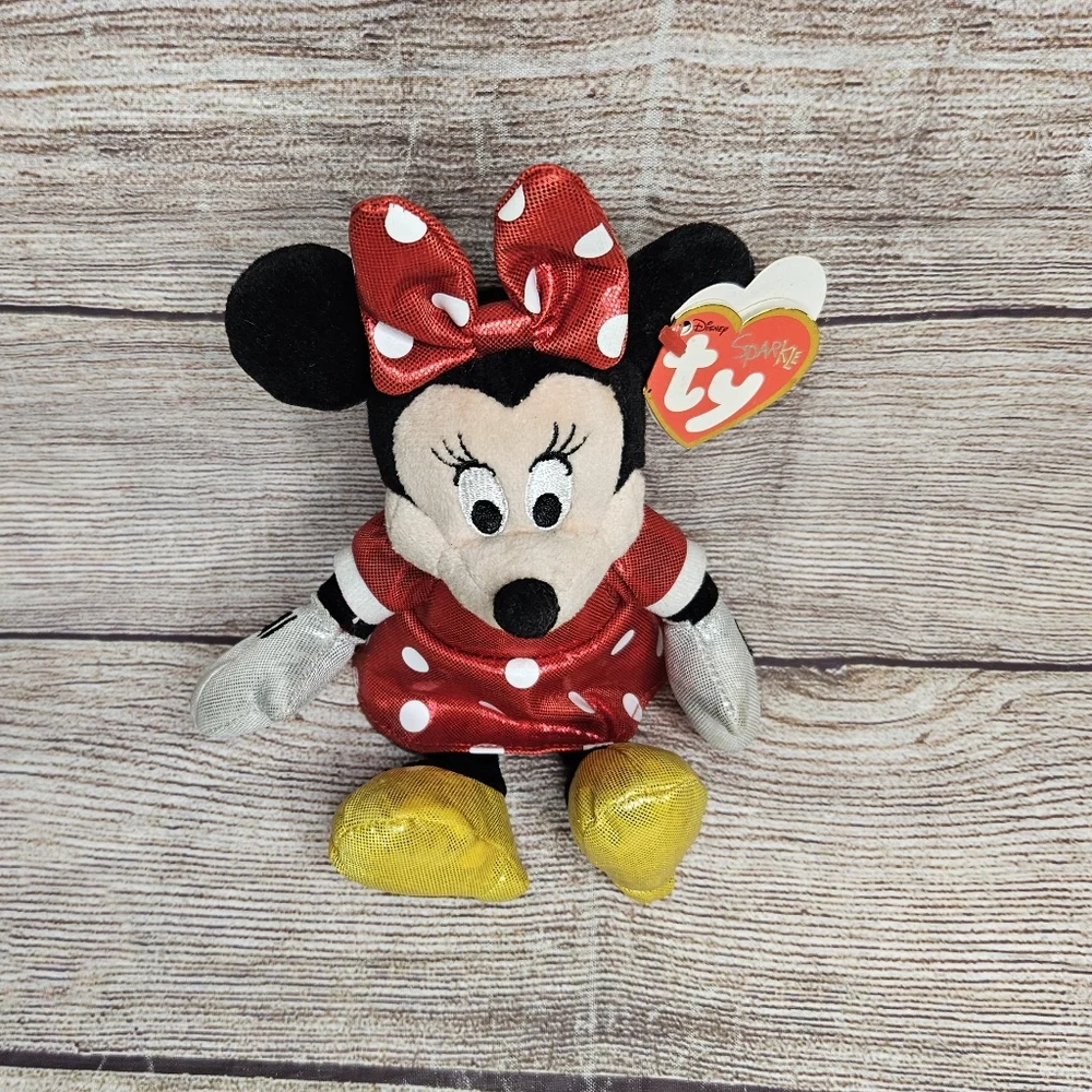 TY beanie babies Disney Minnie Mouse sparkle plush